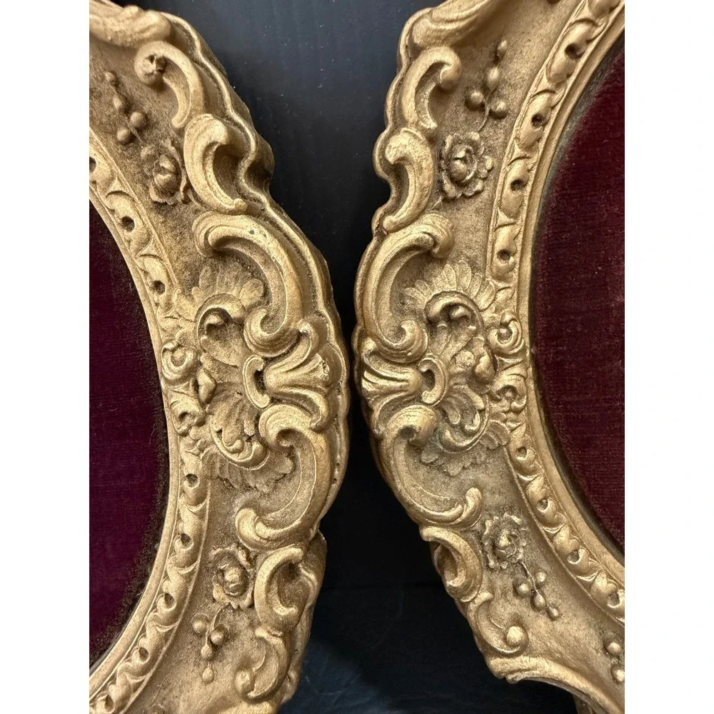 Cameo Creation Miniature Portraits Lady Hamilton Set 2 Gold Ornate Frame‎
